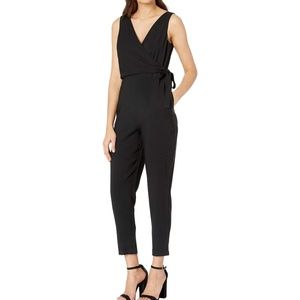 1.State Womens Black Wrap Front Tie Waist Jumpsuit